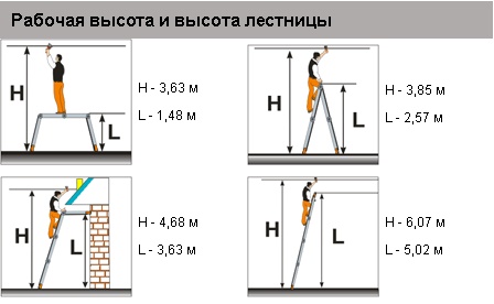 Лестница трансформер Классик 2х4+2х5 Эйфель рабочие размеры Лестница трансформер Классик 2х4+2х5 Эйфель рабочие размеры