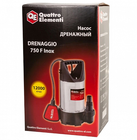 Насос дренажный QUATTRO ELEMENTI Drenaggio 750 F Inox (грязевой) 770-728 фракции до 35мм в Автопром