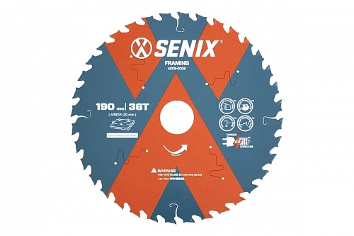 Диск пильный твердосплавный по дереву 190х30х36Т Senix AECS-0006 в Автопром