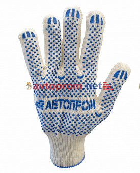 Перчатки х/б с ПВХ (4 нит) 10 класс (40-42гр) белые в Автопром