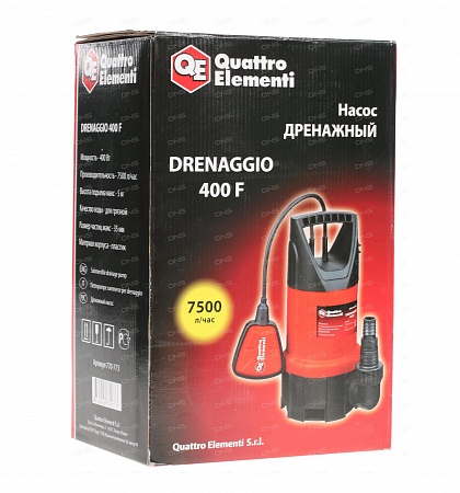 Насос дренажный QUATTRO ELEMENTI Drenaggio 400 F (грязевой) 770-773 фракции до 35мм в Автопром